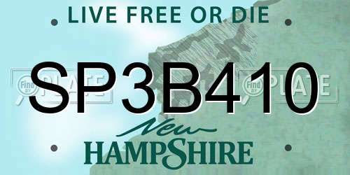 SP3B410 New Hampshire License Plate
