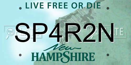 SP4R2N New Hampshire License Plate