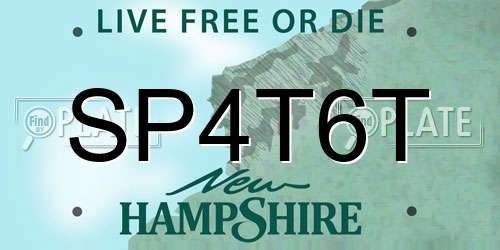 SP4T6T New Hampshire License Plate