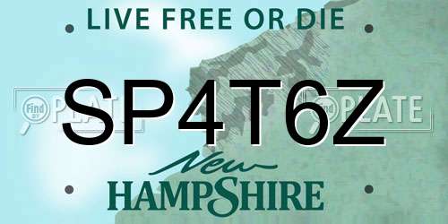 SP4T6Z New Hampshire License Plate