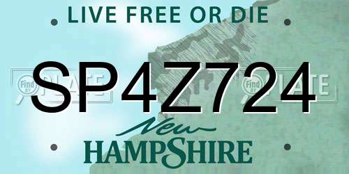 SP4Z724 New Hampshire License Plate