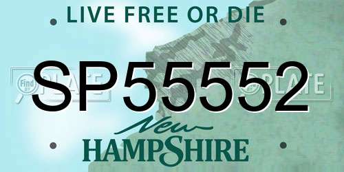 SP55552 New Hampshire License Plate