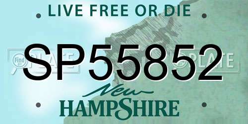 SP55852 New Hampshire License Plate