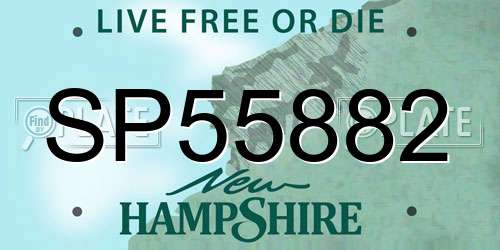 SP55882 New Hampshire License Plate