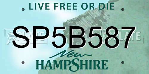 SP5B587 New Hampshire License Plate