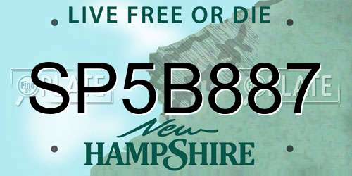 SP5B887 New Hampshire License Plate