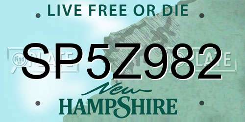 SP5Z982 New Hampshire License Plate