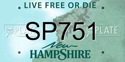 SP751 New Hampshire License Plate