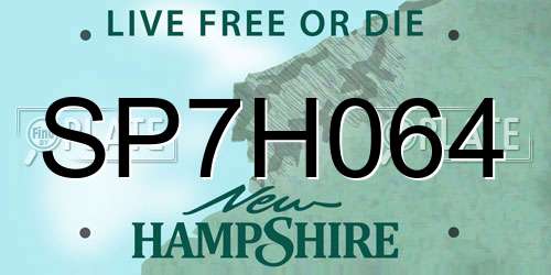 SP7H064 New Hampshire License Plate