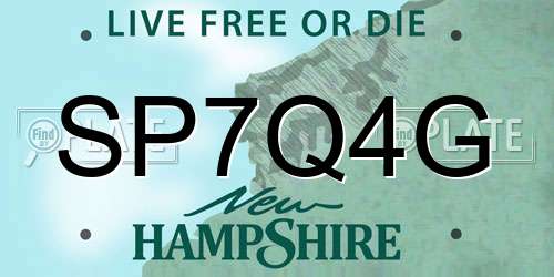 SP7Q4G New Hampshire License Plate