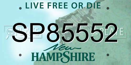SP85552 New Hampshire License Plate