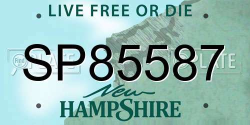 SP85587 New Hampshire License Plate