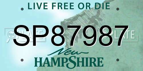 SP87987 New Hampshire License Plate