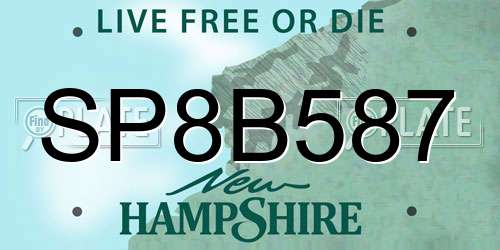 SP8B587 New Hampshire License Plate