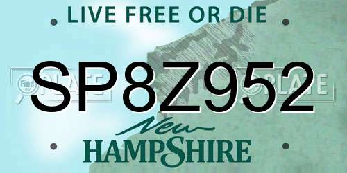 SP8Z952 New Hampshire License Plate