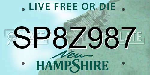 SP8Z987 New Hampshire License Plate