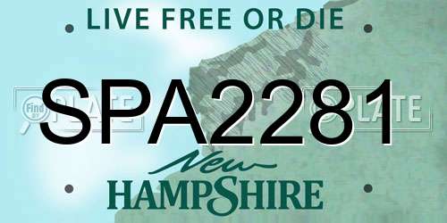 SPA2281 New Hampshire License Plate