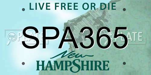 SPA365 New Hampshire License Plate