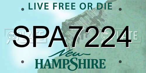 SPA7224 New Hampshire License Plate