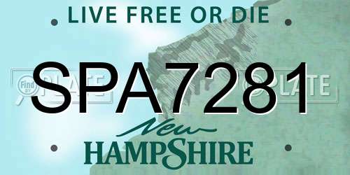 SPA7281 New Hampshire License Plate