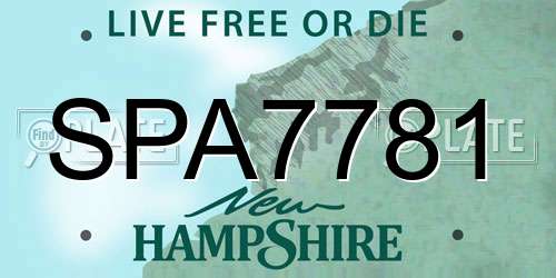 SPA7781 New Hampshire License Plate