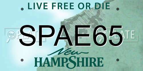 SPAE65 New Hampshire License Plate