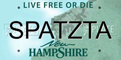 SPATZTA New Hampshire License Plate