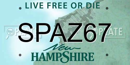 SPAZ67 New Hampshire License Plate