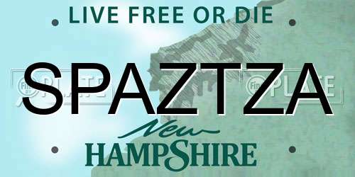 SPAZTZA New Hampshire License Plate