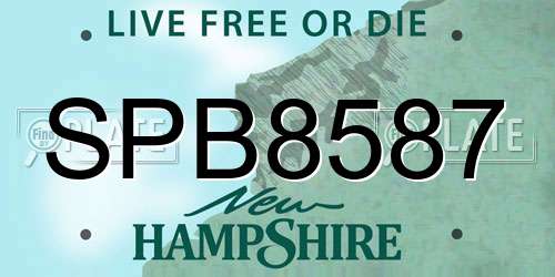 SPB8587 New Hampshire License Plate