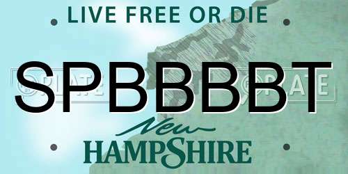 SPBBBBT New Hampshire License Plate