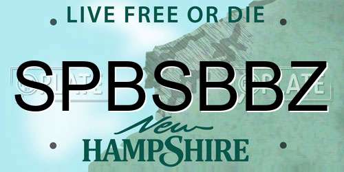 SPBSBBZ New Hampshire License Plate