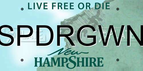 SPDRGWN New Hampshire License Plate