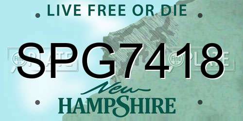 SPG7418 New Hampshire License Plate