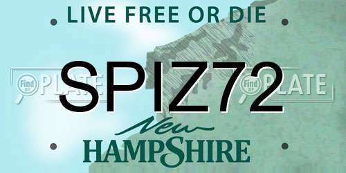SPIZ72 New Hampshire License Plate
