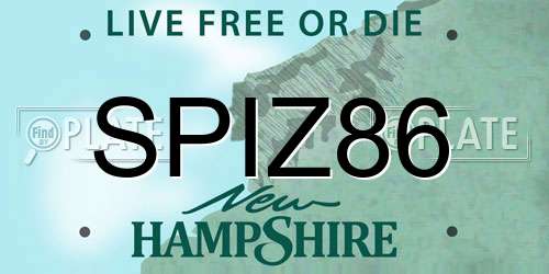 SPIZ86 New Hampshire License Plate
