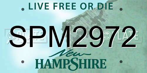 SPM2972 New Hampshire License Plate
