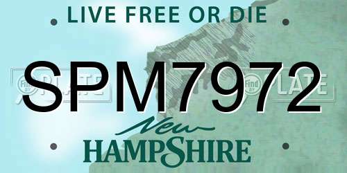SPM7972 New Hampshire License Plate