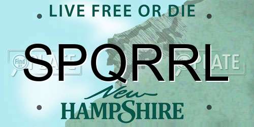 SPQRRL New Hampshire License Plate