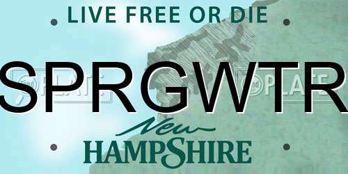 SPRGWTR New Hampshire License Plate