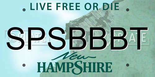 SPSBBBT New Hampshire License Plate