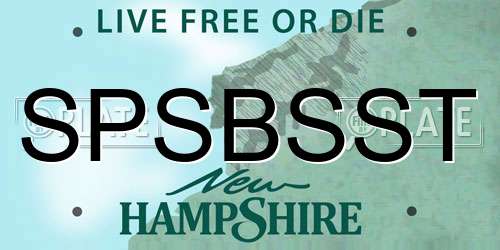 SPSBSST New Hampshire License Plate