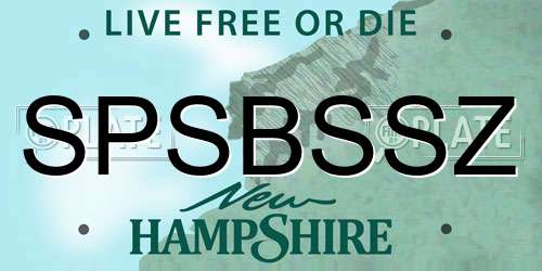 SPSBSSZ New Hampshire License Plate