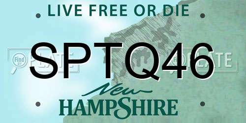 SPTQ46 New Hampshire License Plate