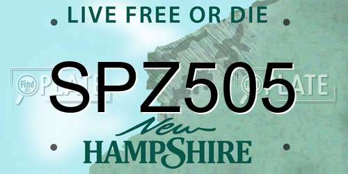 SPZ505 New Hampshire License Plate