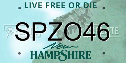 SPZO46 New Hampshire License Plate