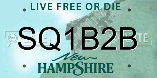 SQ1B2B New Hampshire License Plate