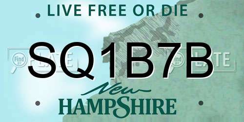 SQ1B7B New Hampshire License Plate