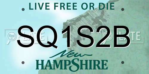 SQ1S2B New Hampshire License Plate
