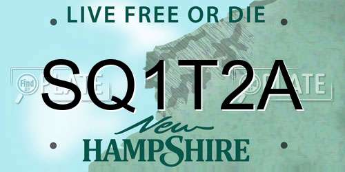 SQ1T2A New Hampshire License Plate